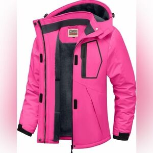 WULFUL PINK‎ Waterproof Snow Ski Jacket Windproof Coat w/ Detachable Hood Sz Med